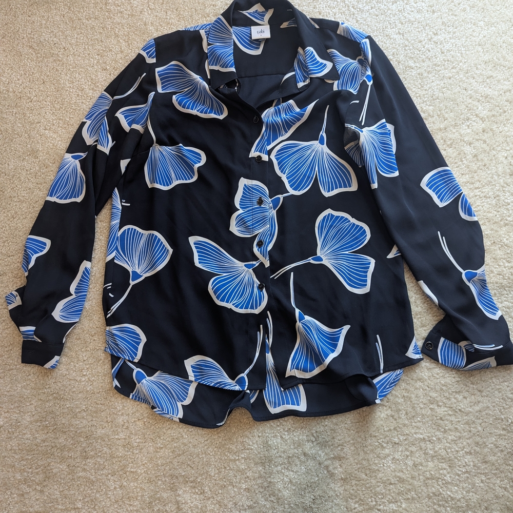 Cabi Black and Blue Floral Blouse